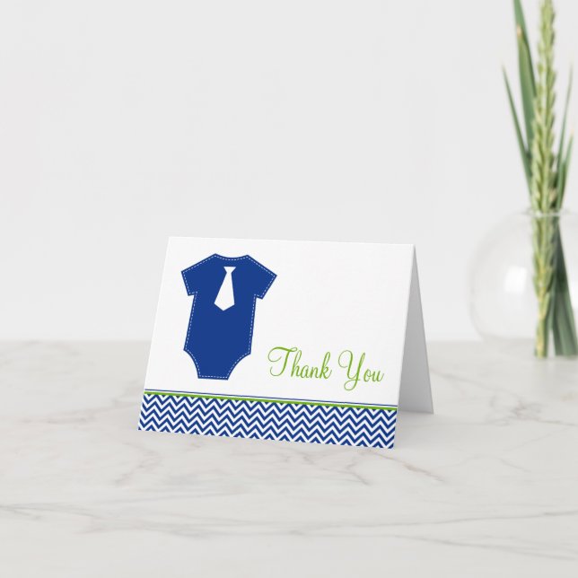 Little Man Chevron Blue Green Thank You (Front)