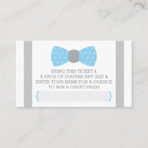 Little Man Diaper Raffle Ticket, Baby Blue, Grey Enclosure Card