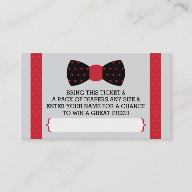 Little Man Diaper Raffle Ticket, Black, Red Enclosure Card (Front)