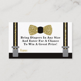 Little Man Diaper Raffle Ticket, Gold, Black Enclosure Card