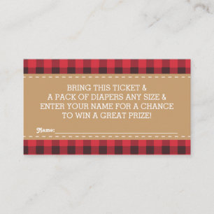 Little Man Diaper Raffle Ticket, Lumberjack Enclosure Card