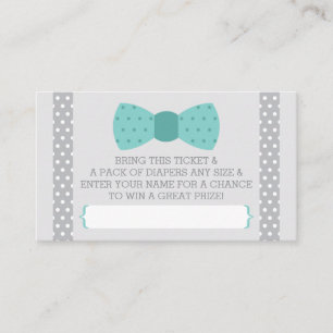 Little Man Diaper Raffle Ticket, Teal, Grey Enclosure Card