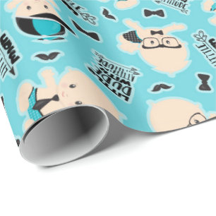 Little man dude word art pattern warty wrap wrapping paper