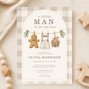 Little Man Gingerbread Christmas Baby Shower Invitation
