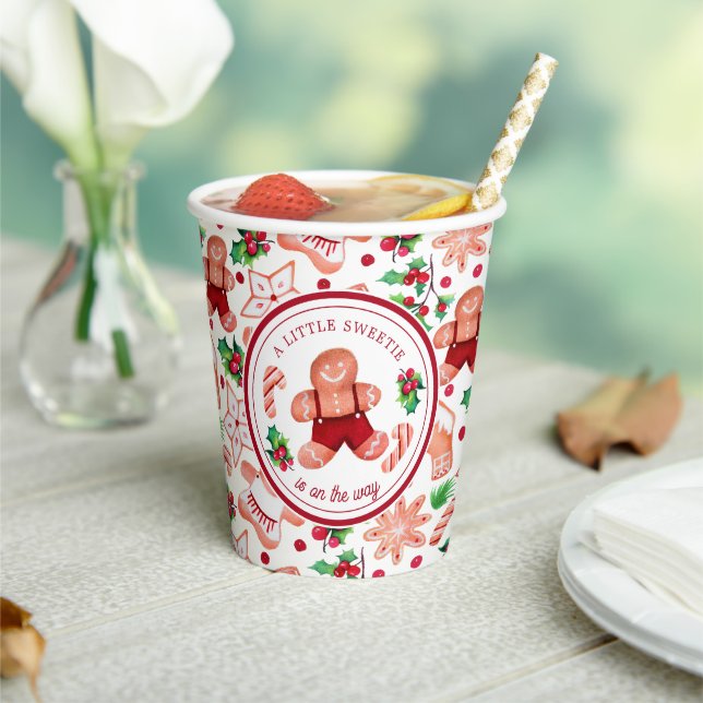 Little Man Gingerbread Christmas Baby Shower Paper Cups (Insitu)