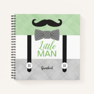 Little man green grey baby boy shower guest book
