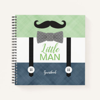 Little man green navy baby boy shower guest book