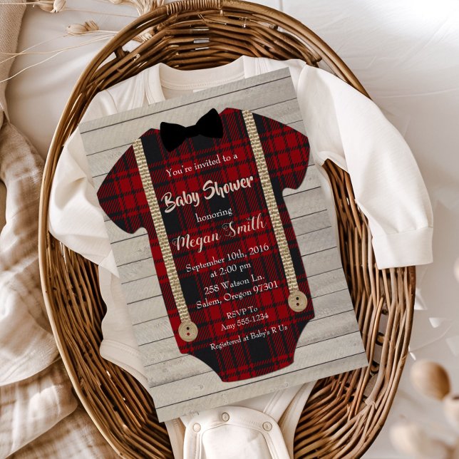 Little Man Lumberjack Boy Baby Shower Invitation (Creator Uploaded)