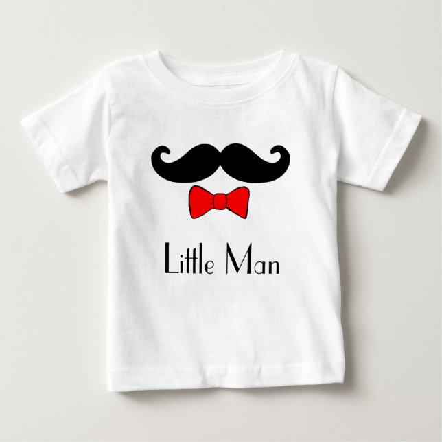 Little Man Moustache and Red Bowtie Baby T-Shirt (Front)