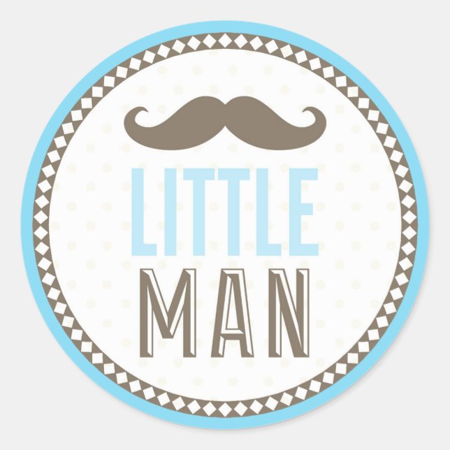 Little Man Moustache Baby Classic Round Sticker (Front)