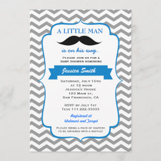 Little Man Moustache Baby Shower Invitation