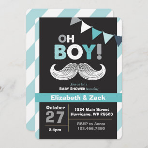 Little Man Moustache Baby Shower Invitation