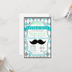 Little Man Moustache Baby Shower Invitations