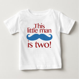 Little Man Moustache Birthday Shirt Red & Blue