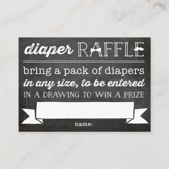 Little Man Moustache Chalkboard Diaper Raffle Card (Front)