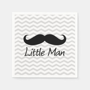 Little Man Moustache Chevron Cute Boys Napkin