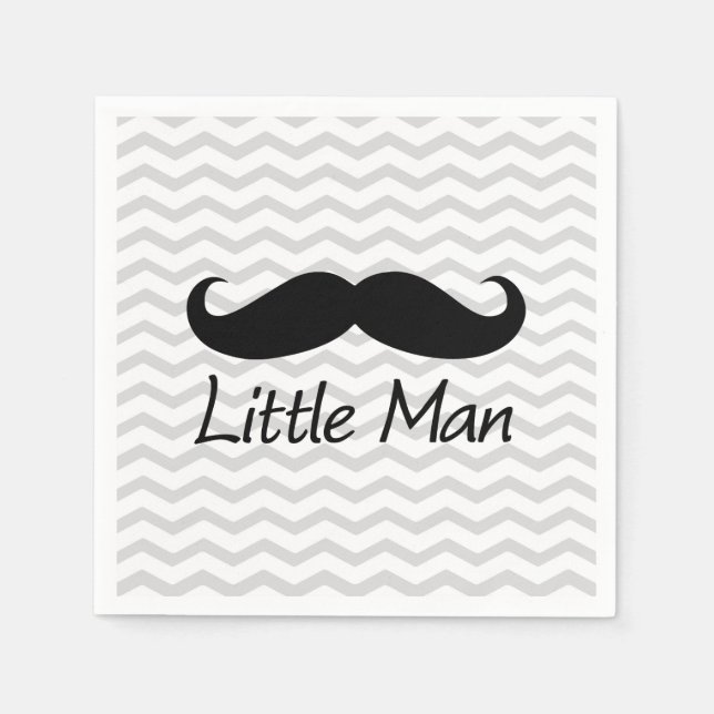 Little Man Moustache Chevron Cute Boys Napkin (Front)
