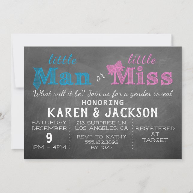 Little Man or Little Miss - Gender Reveal Party Invitation (Front)