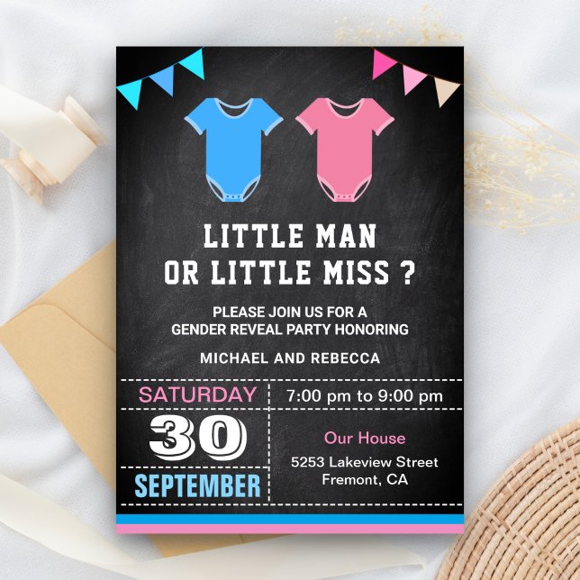 Little Man or Little Miss Gender Reveal Party Invitation (Creator Uploaded)