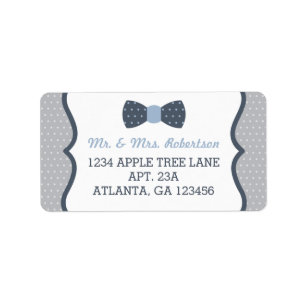 Little Man Return Address Label, Blue and Grey Label