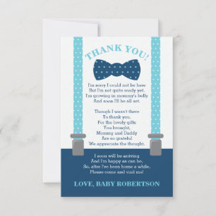 Little Man Thank You Card, Blue, Grey