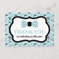 Little Man Thank You Card, Bow Tie, Blue, Black