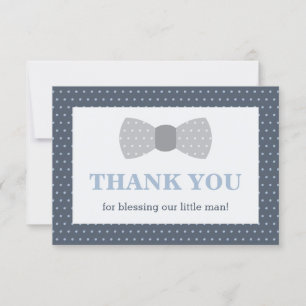 Little Man Thank You Card, Navy Blue, Grey Card
