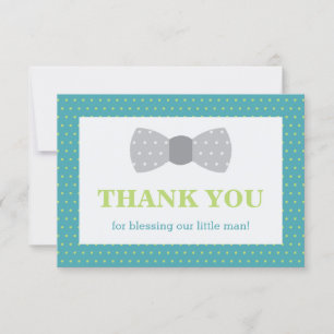 Little Man Thank You Card, Teal, Lime Green, Grey