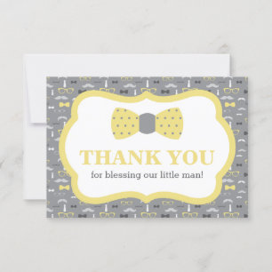 Little Man Thank You Card, Yellow and Grey Card