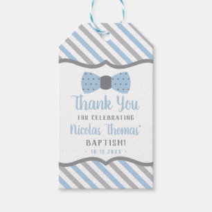 Little Man Thank You Tag, Baby Blue, Grey, Baptism Gift Tags