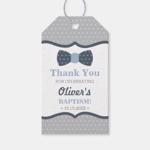Little Man Thank You Tag, Blue, Grey, Baptism Gift Tags