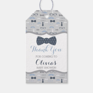 Little Man Thank You Tag, Blue, Grey, Bow Tie Gift Tags
