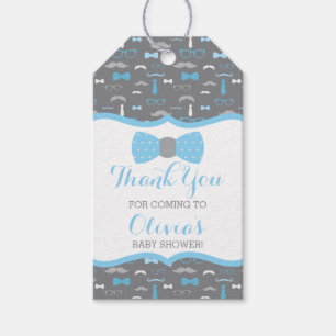 Little Man Thank You Tag, Blue, Grey, Bow Tie Gift Tags