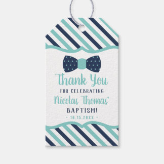 Little Man Thank You Tag, Navy, Turquoise, Baptism Gift Tags