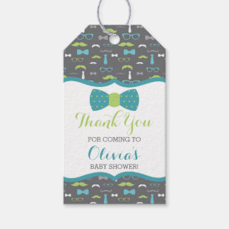 Little Man Thank You Tag, Teal, Green, Bow Tie Gift Tags
