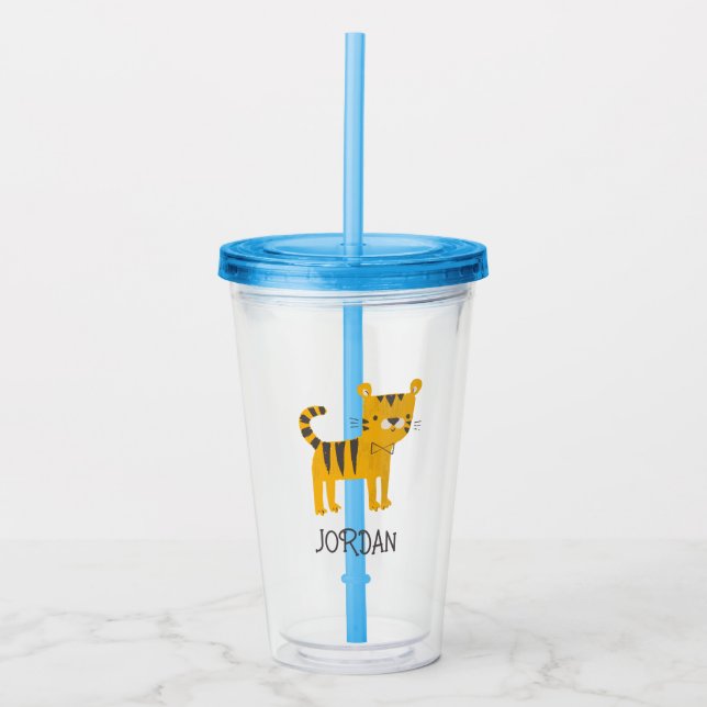 Little Man | Tiger Bow Tie Acrylic Tumbler (Front)