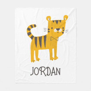 Little Man Tiger Bow Tie Fleece Blanket