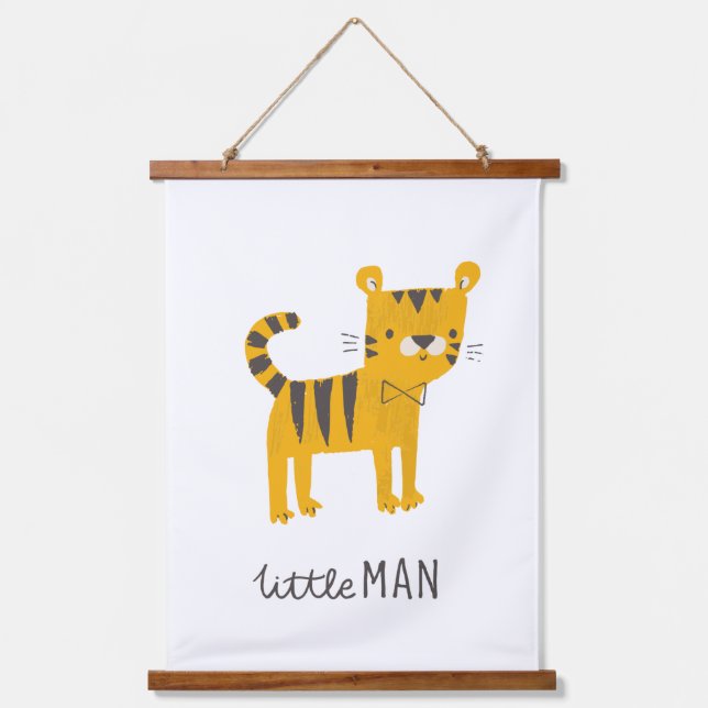 Little Man | Tiger Bow Tie Hanging Tapestry (Front)