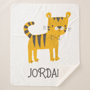 Little Man Tiger Bow Tie Sherpa Blanket