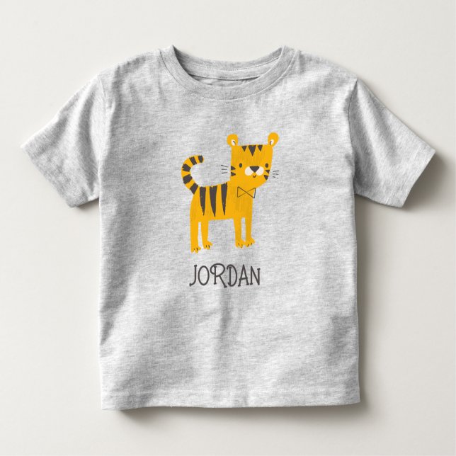 Little Man | Tiger Bow Tie Toddler T-Shirt (Front)
