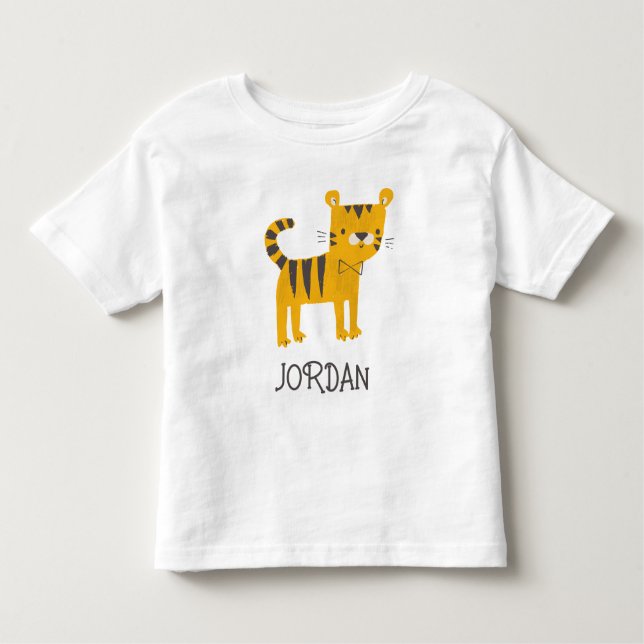 Little Man | Tiger Bow Tie Toddler T-Shirt (Front)