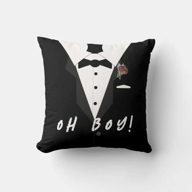 Little Man Tuxedo Throw Pillow (Front)