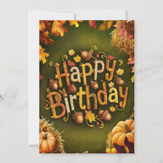 Little Maple Leaf Autumn Fall Happy Birthday Card