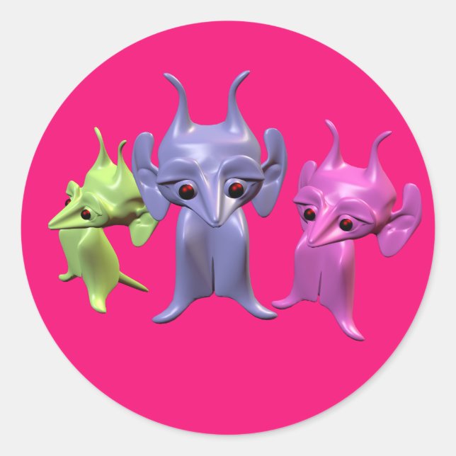 Little Martians Classic Round Sticker (Front)