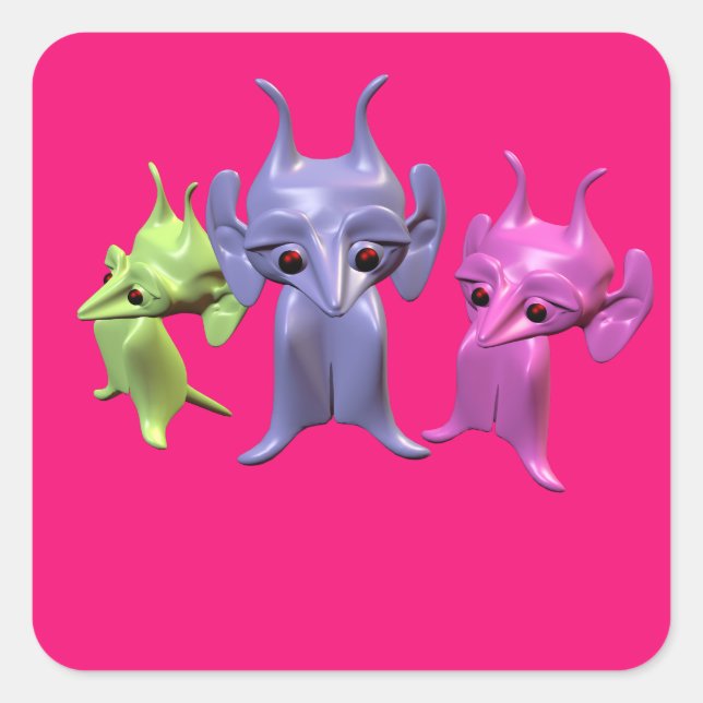 Little Martians Square Sticker (Front)