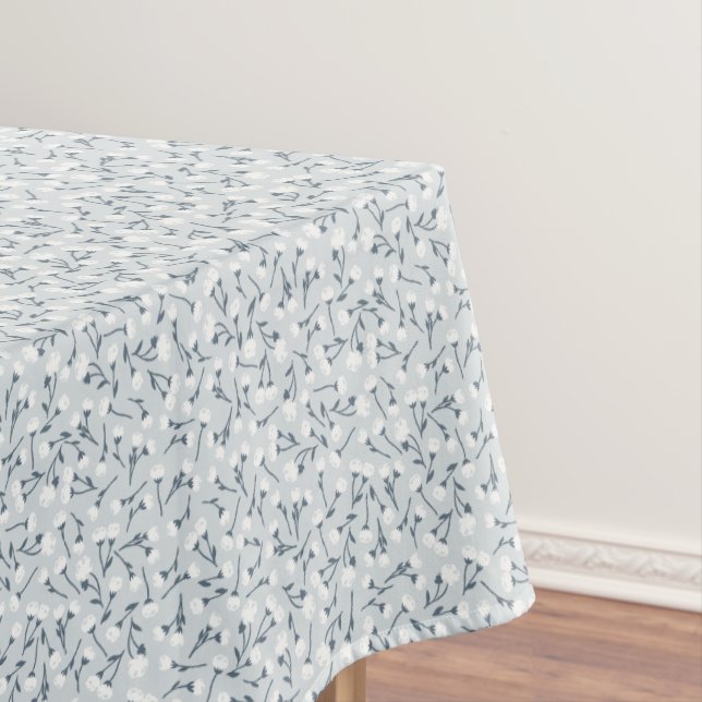 Little Meadow Ditsy Floral Pattern - Morning Mist Tablecloth (In Situ)