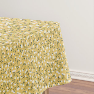 Little Meadow Ditsy Floral Pattern - Mustard Cream Tablecloth