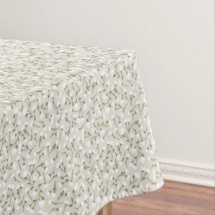 Little Meadow Ditsy Floral Pattern - Oatmeal Linen Tablecloth
