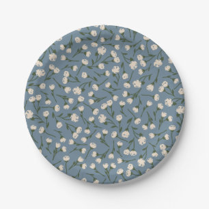 Little Meadow Ditsy Floral Pattern - Vintage Denim Paper Plate