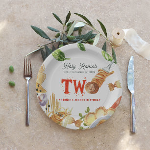 Little Meatball Holy Ravioli Second Birthday Paper Plate